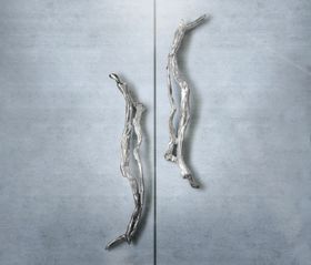 Flow Door Pull in Silver Tones