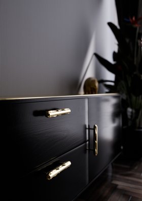 Tiffany Marble on a Black Sideboard