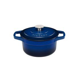 ProCook Cast Iron Casserole Dish Graduated Blue 20cm Round