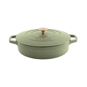 ProCook Cast Iron Casserole Dish Sage Green 28cm Shallow