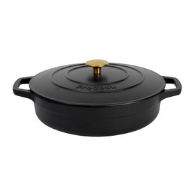 ProCook Cast Iron Casserole Dish Matte Black 28cm Shallow