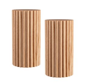 ProCook Ash Wood Ribbed Salt And Pepper Shakers