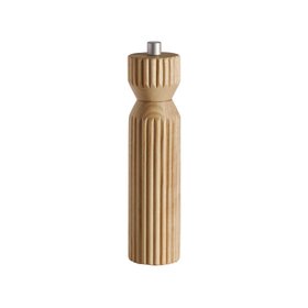 ProCook Ash Wood Ribbed Salt Or Pepper Mill Tall