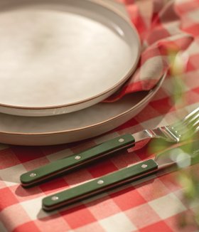 ProCook SS26 Boston Stoneware With Camden Cutlery Green
