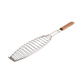 BBQ Stainless Steel & Acacia Fish Grill
