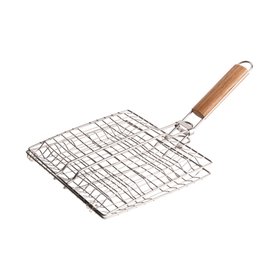 BBQ Stainless Steel & Acacia Grill Basket