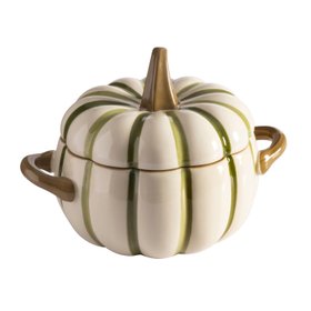 ProCook Stoneware Pumpkin Oven Dish Green Stripe