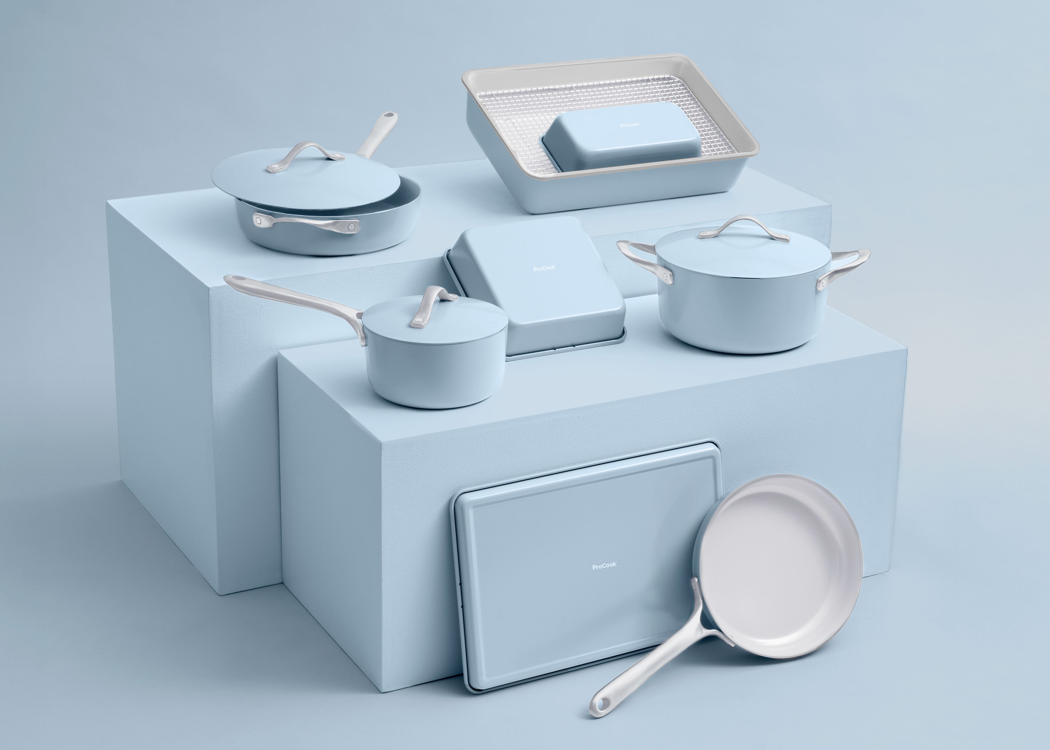 ProCook Soho Cookware and Bakeware Sets in Sky Blue