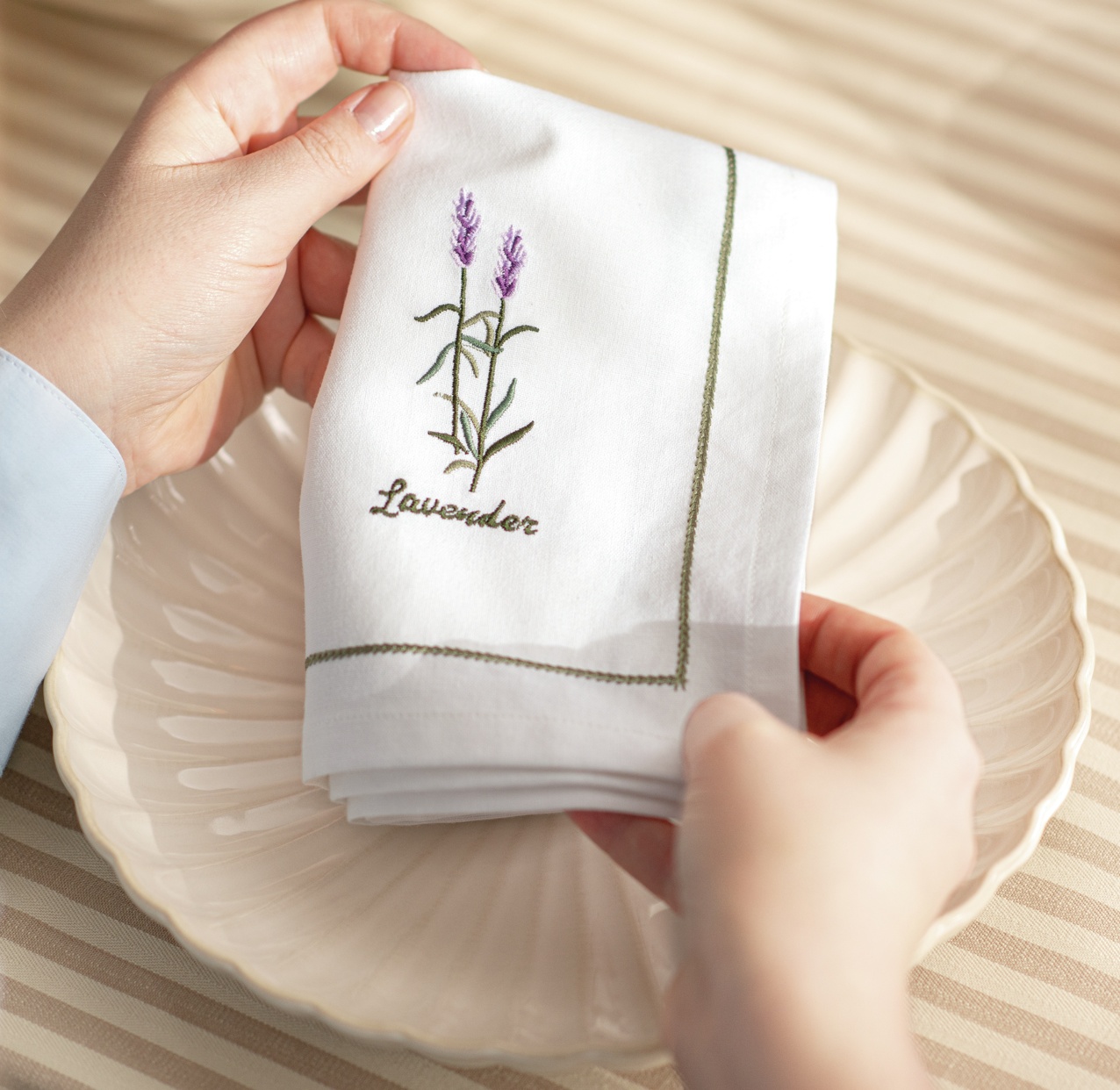 ProCook SS26 Herb Embroidered Cotton Napkins, Set Of 4 £18