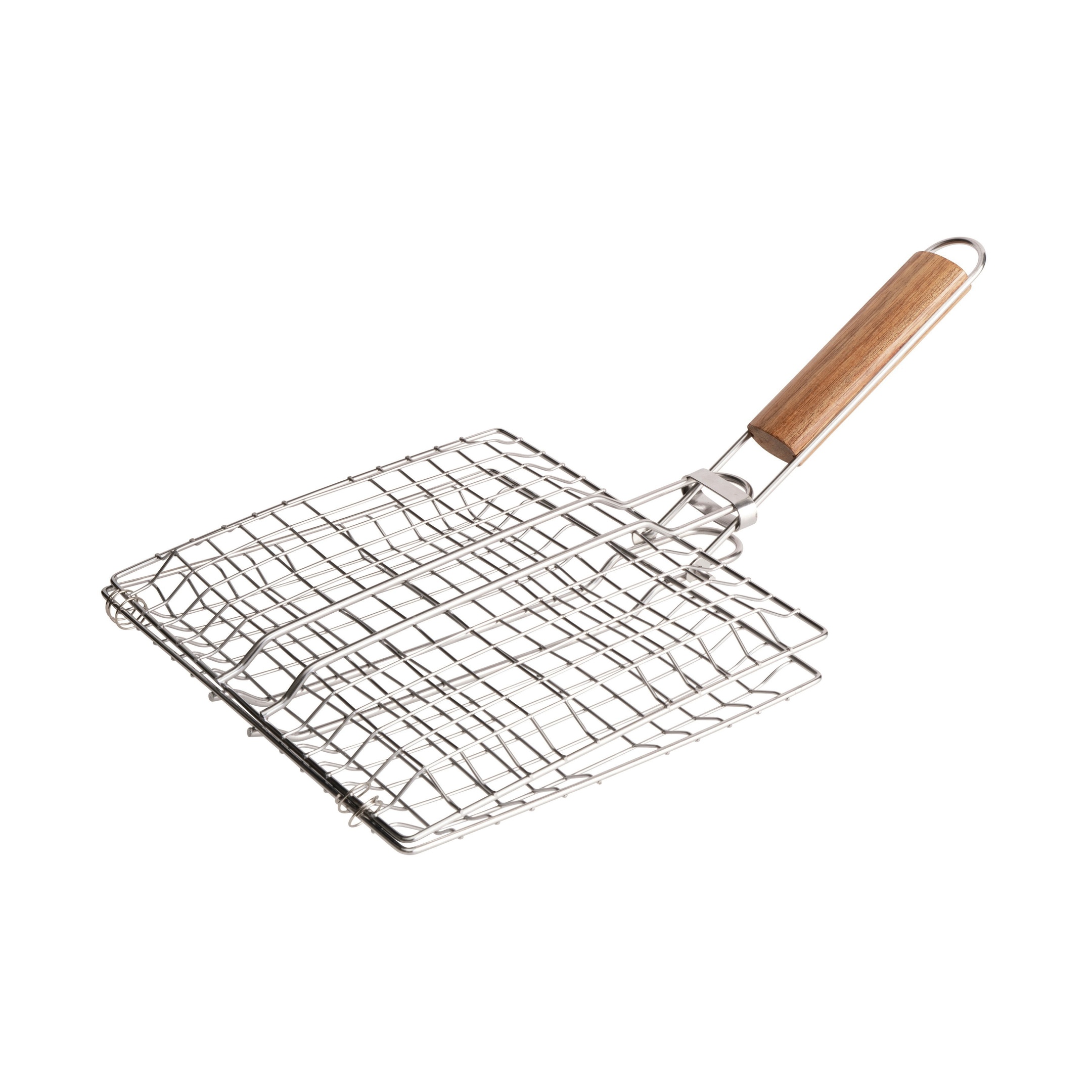 BBQ Stainless Steel & Acacia Grill Basket
