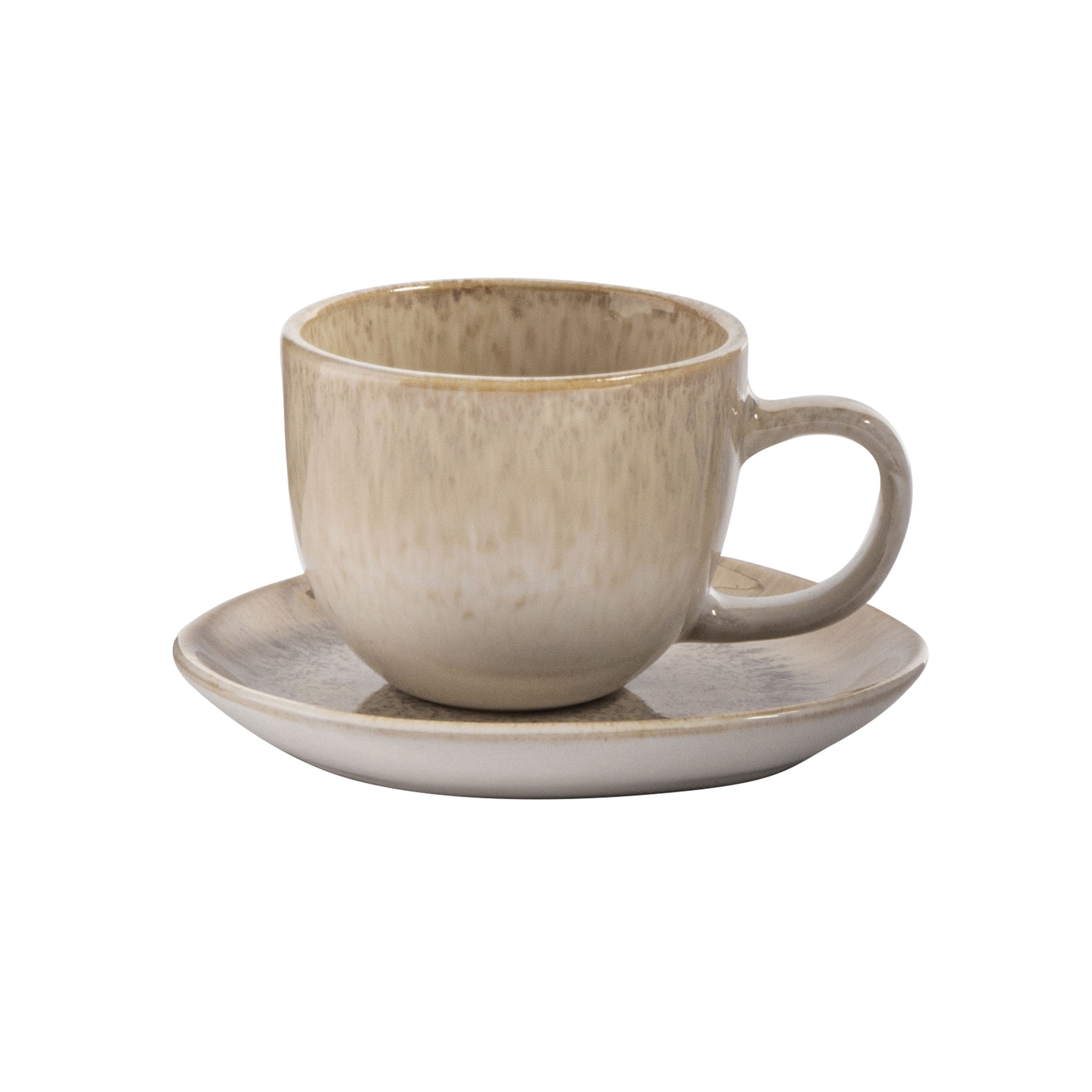 ProCook Madeira Stoneware Reactive Glaze Espresso Cup & Saucer Linen Stone