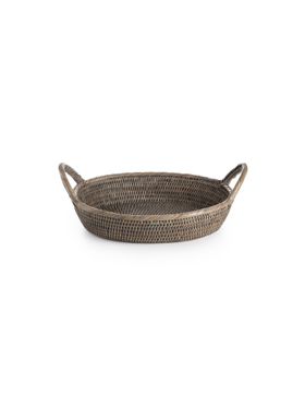 Grey Rattan Oval Tray