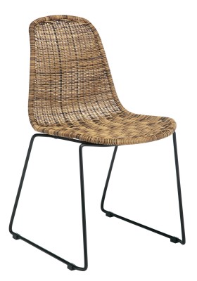 Mickey Rattan Dining Chair, Natural and Black