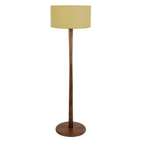 Pole Walnut Stained Oak Floor Lamp Walnut Table Lamp With Yellow Linen