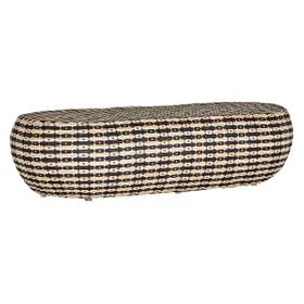 Indah Black And Natural Rattan Oval Coffee Table