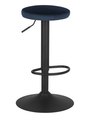 Hewitt Blue Velvet Barstool With Metal Leg