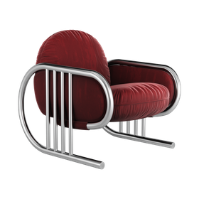KORO | Mid-Century Modern Armchair with Velvet and Polished Stainless Steel