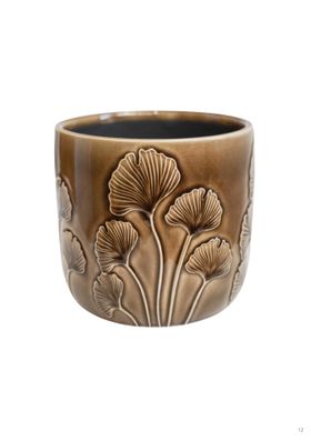 Embossed Mushroom Planter, Sepia