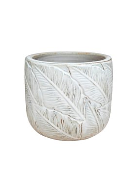 Outdoor Eden Ivory Glazed Leaf Planter, H 21cm, D 24cm