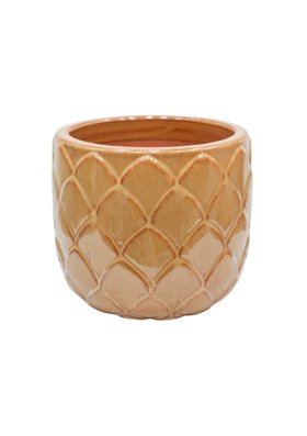 Outdoor Bramley Mustard Glazed Planter, H 21.5cm, D 24cm