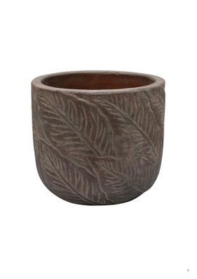 Outdoor Eden Black Wash Terracotta Leaf Planter, H33cm, D37cm