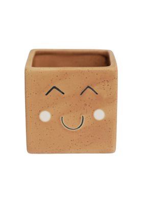TAN SQUARE HAPPY FACE PLANTER