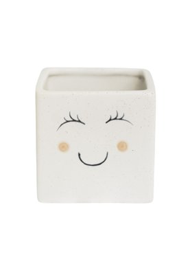 WHITE SQUARE SLEEPY FACE PLANTER