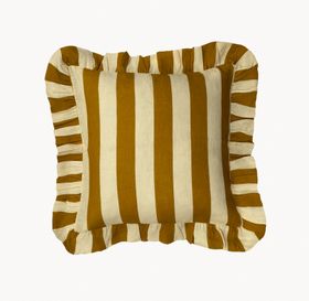 Amuse La Bouche Ochre & Ivory Ruffle Striped Cushion Cover £85