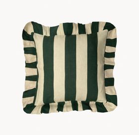 Amuse La Bouche Forest Green & Ivory Ruffle Striped Cushion Cover £85
