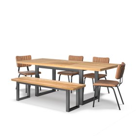 Oak Furnitureland Maine extending table with Maine bench and Mason chairs