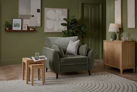 Oak Furnitureland Nova Armchair in Dark Green Fabric