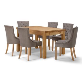 Oak Furnitureland Pembroke extendable dining table with Isobel chairs in taupe