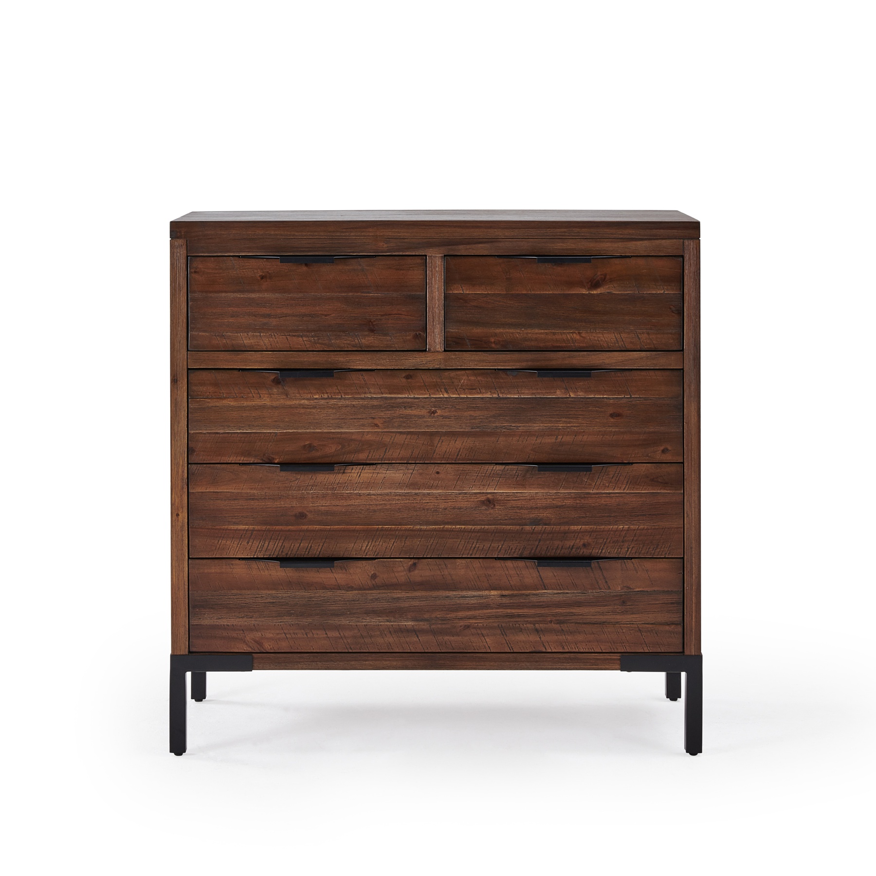 Detroit Solid Hardwood and Metal Chest of Drawers