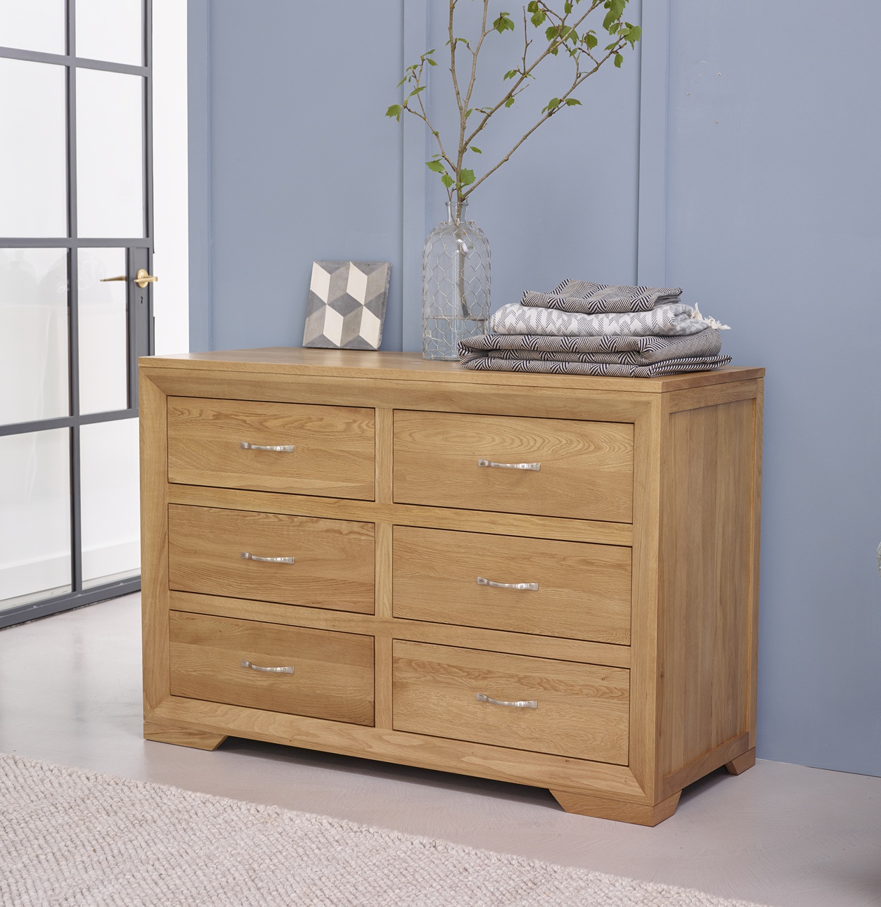 Bevel Natural Solid Oak Chest of Drawers