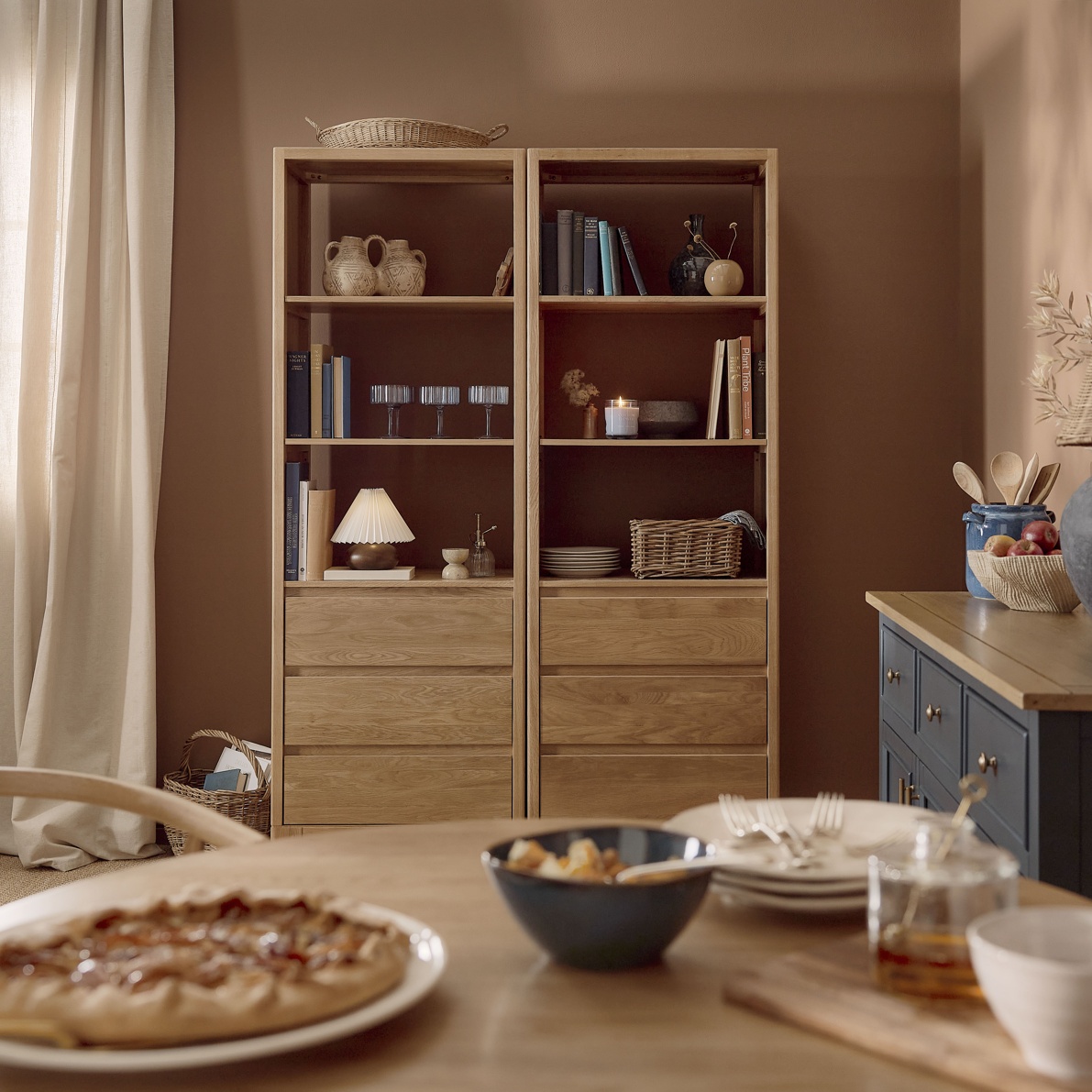 Oak Furnitureland Autumn/Winter 26 dining room - Durham display cabinet
