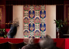 Blues Fantasia textile Wallpaper  by The Monkey Puzzle Tree