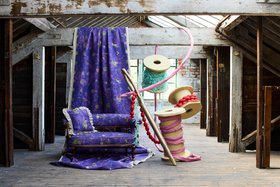 'Celestial Promenade' linen fabric and cushion