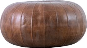 Bailey Round Leather Pouffe in Brown