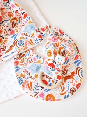 Safari Minky & Cotton Teething Ring