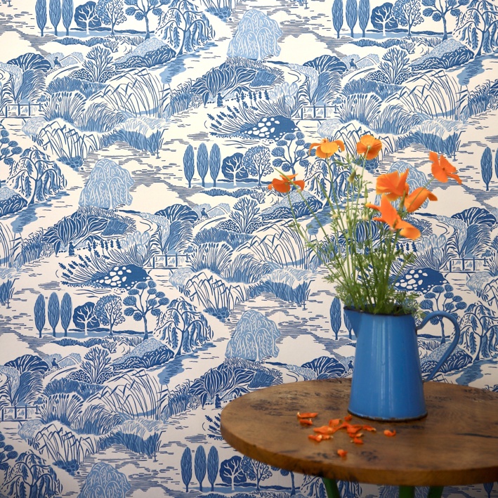 Gone Fishing Wallpaper / Blue