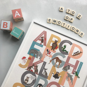 A to Z Alphabet of Emotions block print