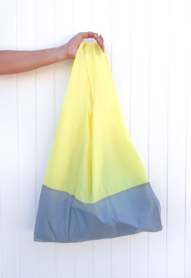 Econyl® yellow and grey foldable tote bag