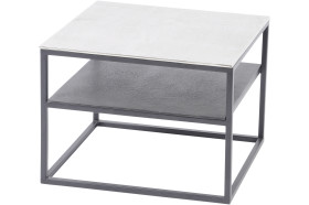 Argenta Silver Metal Side Table with Shelf
