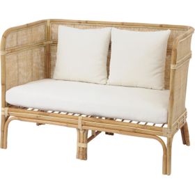 Toba Rattan Bench with Wrap Around High Back