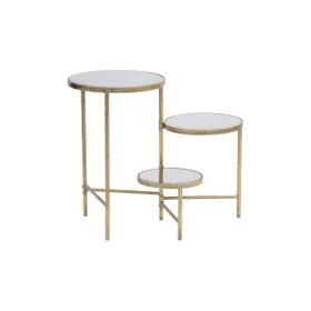 Rhonda Antique Gold 3-Tier Mirrored Side Table