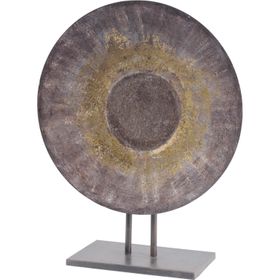 Etna Grey And Gold Abstract Metal Sculpture