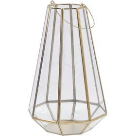 Shipton Octagonal Glass Lantern with Gold Metal Frame - Large