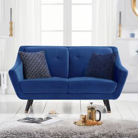 Lance 2 Seater Sofa in Blue Velvet