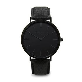 Personalised Men's Vegan Leather Watch in Black with Black Dial