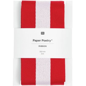 WOVEN RIBBONDUO STRIPES RED & WHITE 58mm